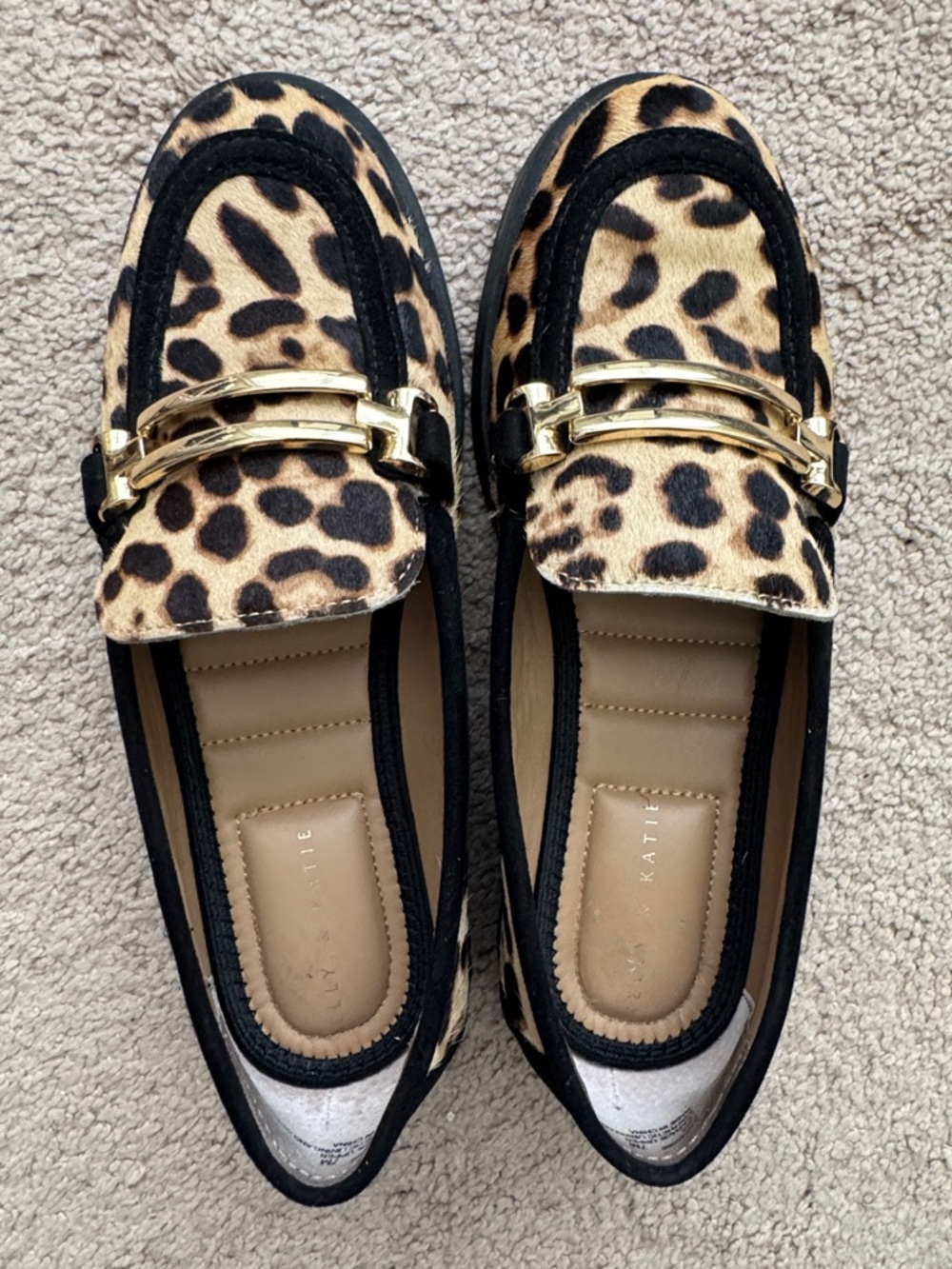 Kelly & Katie Leopard Print Loafers with Gold Bit